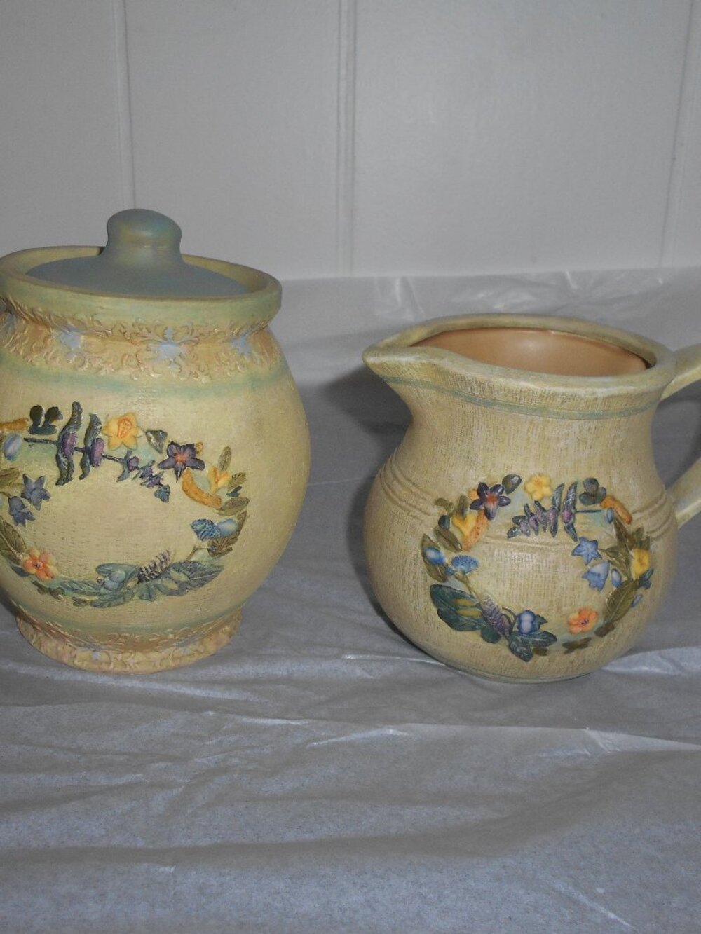 2 Piece Pottery Set- Herb Jar & Creamer-NWT